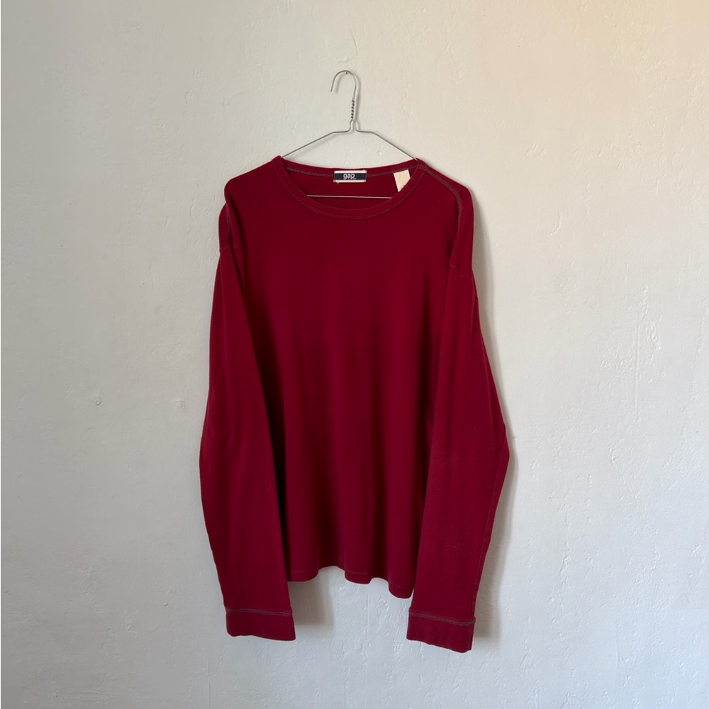 Vintage Gap Red Long Sleeve Contrast Stitch Tee Shirt Men’s Extra Large